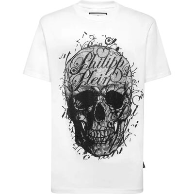 Philipp Plein - SS Skull Coursive - Ronde hals - Wit - T‑shirt Philipp Plein - SS Skull Coursive - Ronde hals - Wit - T‑shirt