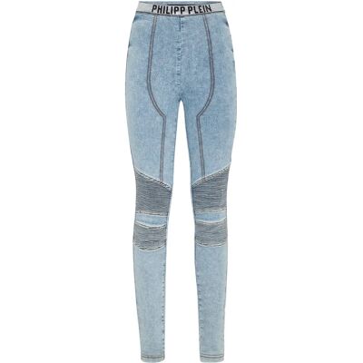 Philipp Plein Jeggings Blauw - Hoge Taille Philipp Plein Jeggings Blauw - Hoge Taille