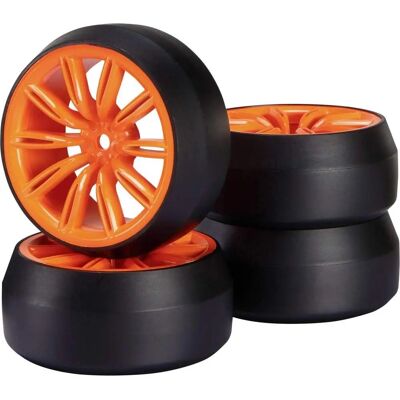 Ruote Auto Reely 1:10 - Set Completo, Rosso Segnale - Modello Drift Ruote Auto Reely 1:10 - Set Completo, Rosso Segnale - Modello Drift