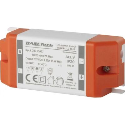 Transformateur LED Basetech LD-12-15 - 12V, 15W, pour Meubles - Publicité Transformateur LED Basetech LD-12-15 - 12V, 15W, pour Meubles - Publicité