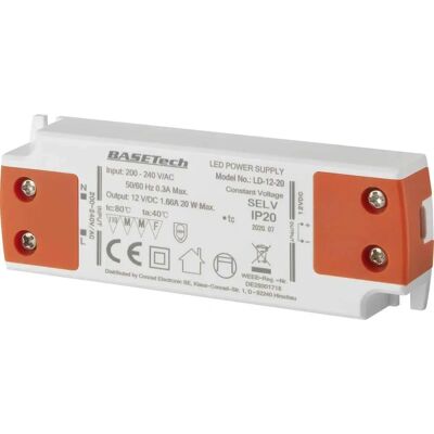 Basetech LD-12-20 LED-Transformator - 12V, 20W, Möbelzulassung Basetech LD-12-20 LED-Transformator - 12V, 20W, Möbelzulassung