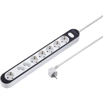 Sygonix SY-4538274 Multipoignée - 8 prises, Blanc, Noir, Interrupteur principal Sygonix SY-4538274 Multipoignée - 8 prises, Blanc, Noir, Interrupteur principal