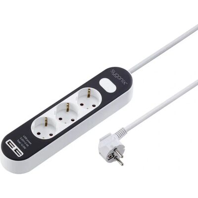 Sygonix Verlengsnoer - 3 Stopcontacten, USB, Schakelaar Sygonix Verlengsnoer - 3 Stopcontacten, USB, Schakelaar