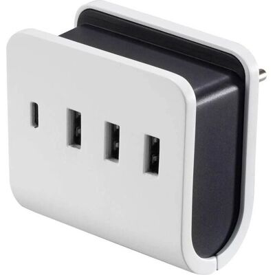 VOLTCRAFT USB Oplader - 4 Poorten, 24W, met Telefoonhouder VOLTCRAFT USB Oplader - 4 Poorten, 24W, met Telefoonhouder