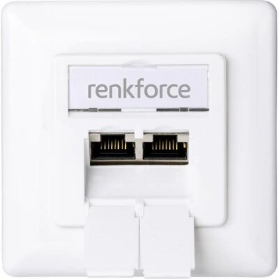 Renkforce RF-4697900 Netwerksocket - Afgeschermd CAT 6a, 2 Poorten, Wit Renkforce RF-4697900 Netwerksocket - Afgeschermd CAT 6a, 2 Poorten, Wit
