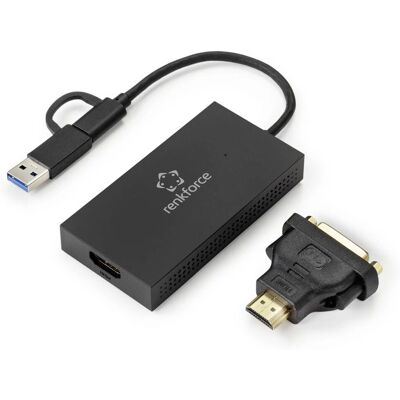 Externe Grafische Kaart Renkforce DDR3 RAM USB-A, USB-C - Ondersteunt 6 Monitoren Externe Grafische Kaart Renkforce DDR3 RAM USB-A, USB-C - Ondersteunt 6 Monitoren