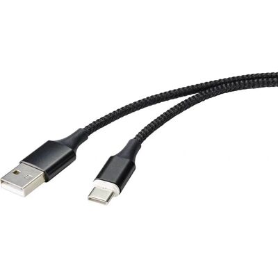 USB-kabel Renkforce RF-4746076 - 1m, Zwart, USB 2.0, USB A naar USB C USB-kabel Renkforce RF-4746076 - 1m, Zwart, USB 2.0, USB A naar USB C
