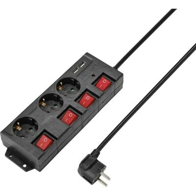 Sygonix RF-4737788 Mehrfachsteckdose - 3 Steckdosen mit Überspannungsschutz, USB, Schalter Sygonix RF-4737788 Mehrfachsteckdose - 3 Steckdosen mit Überspannungsschutz, USB, Schalter
