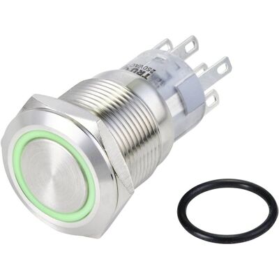 TRU COMPONENTS Pushbutton - IP65 - Green - DPDT - On/(On) - Panel Mount TRU COMPONENTS Pushbutton - IP65 - Green - DPDT - On/(On) - Panel Mount