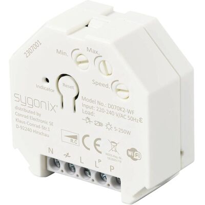 Sygonix SY-5775566 Wi-Fi Dimmer - Für LED, Glüh-, Halogenlampen geeignet Sygonix SY-5775566 Wi-Fi Dimmer - Für LED, Glüh-, Halogenlampen geeignet