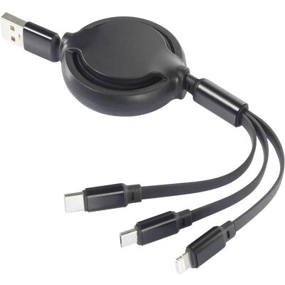 Renkforce RF-5800360 3-in-1 USB Ladekabel - Schwarz Renkforce RF-5800360 3-in-1 USB Ladekabel - Schwarz