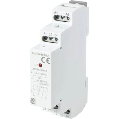 TRU COMPONENTS TC-GR8-308/12 Hilfsschalter 3-Wechsler 12V/AC/DC IP20 TRU COMPONENTS TC-GR8-308/12 Hilfsschalter 3-Wechsler 12V/AC/DC IP20