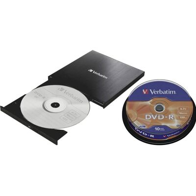 Lecteur DVD Slimline Verbatim - DVD-R 4,7GB 16x - Argent - Externe Lecteur DVD Slimline Verbatim - DVD-R 4,7GB 16x - Argent - Externe
