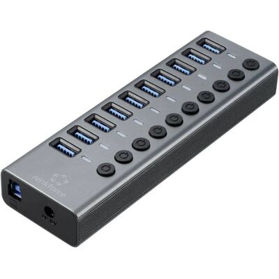 Renkforce RF-6027504 10-Port USB 3.2 Hub & Switch - Aluminium Renkforce RF-6027504 10-Port USB 3.2 Hub & Switch - Aluminium