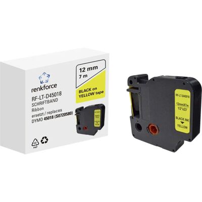 Renkforce - RF-Lt-D45018 - Noir sur Jaune - Ruban étiquette Renkforce - RF-Lt-D45018 - Noir sur Jaune - Ruban étiquette