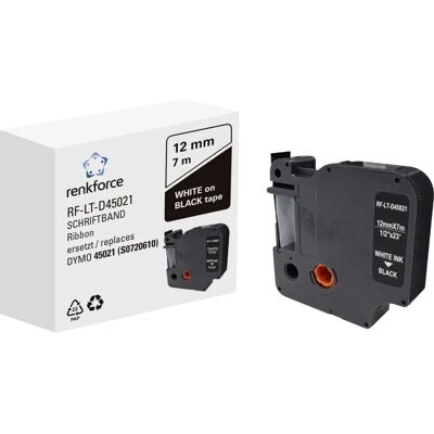 Renkforce - RF-Lt-D45021 - Blanc sur Noir - Ruban étiquettes Renkforce - RF-Lt-D45021 - Blanc sur Noir - Ruban étiquettes
