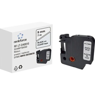 Renkforce - RF-Lt-D40910 - Noir sur transparent - Ruban étiquetage Renkforce - RF-Lt-D40910 - Noir sur transparent - Ruban étiquetage