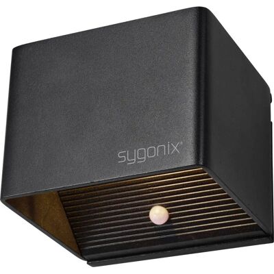 Sygonix Schwarze LED-Wandleuchte mit Bewegungsmelder - Modernes Design Sygonix Schwarze LED-Wandleuchte mit Bewegungsmelder - Modernes Design