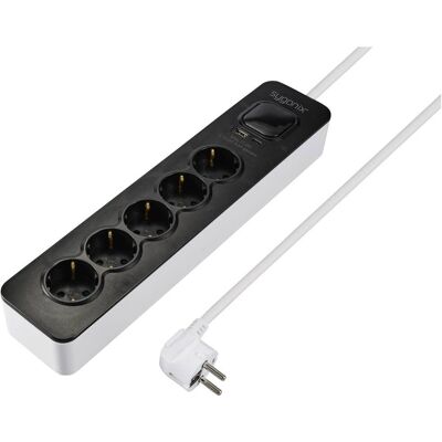 Sygonix - SY-6118234 - 5 uttag - USB-A/USB-C - Strömskena Sygonix - SY-6118234 - 5 uttag - USB-A/USB-C - Strömskena