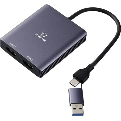 Renkforce RF-6418198 Adaptateur USB-C - 2x HDMI, 15cm - Gris - Publicité Renkforce RF-6418198 Adaptateur USB-C - 2x HDMI, 15cm - Gris - Publicité