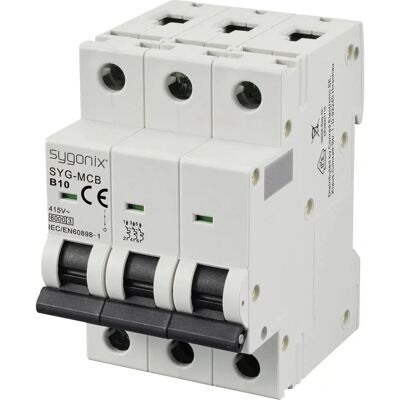 Sygonix SY-6440990 Leitungsschutzschalter - 3-polig, 10A, 415V Sygonix SY-6440990 Leitungsschutzschalter - 3-polig, 10A, 415V
