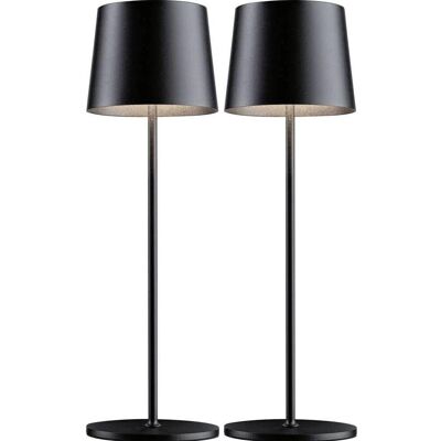 Lampe de Table Rechargeable Paulmann Gilo - 2 Pièces - IP44 - 2700K - Noir Lampe de Table Rechargeable Paulmann Gilo - 2 Pièces - IP44 - 2700K - Noir
