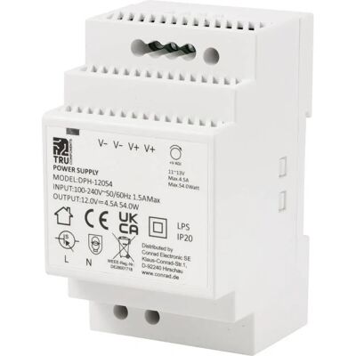 TRU COMPONENTS DPH-12054 Voedingsunit - DIN-rail, 12V, 4.5A TRU COMPONENTS DPH-12054 Voedingsunit - DIN-rail, 12V, 4.5A