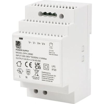 TRU DPH-24060 Netzteil-Schiene - DIN-Schiene, 24 V/DC, 2.5 A, 60 W TRU DPH-24060 Netzteil-Schiene - DIN-Schiene, 24 V/DC, 2.5 A, 60 W