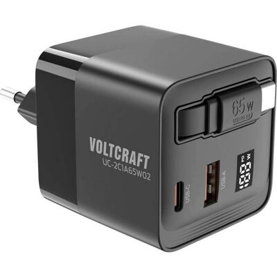VOLTCRAFT UC-2C1A65W02 USB-Ladegerät - 65W, GaN, USB-C, USB-A, Schwarz VOLTCRAFT UC-2C1A65W02 USB-Ladegerät - 65W, GaN, USB-C, USB-A, Schwarz
