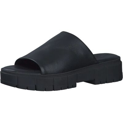 Tamaris Černé Kožené Pantofle - Obuv Tamaris Černé Kožené Pantofle - Obuv