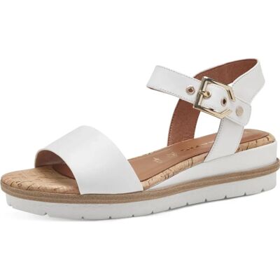 Tamaris Weiße Leder Keilsandalen - Sandalen Tamaris Weiße Leder Keilsandalen - Sandalen