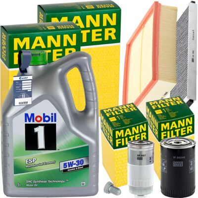 MANN-FILTER Inspektionspaket + Mobil 1 5W-30 Motoröl - Motoröl & Filterset MANN-FILTER Inspektionspaket + Mobil 1 5W-30 Motoröl - Motoröl & Filterset