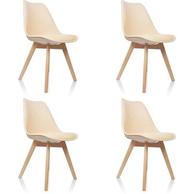 hjh OFFICE SCANDI - Pack de 4 chaises beige pour conférences et visiteurs - Publicité hjh OFFICE SCANDI - Pack de 4 chaises beige pour conférences et visiteurs - Publicité