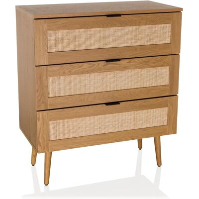 hjh LIVING Bohoo K Rattan-Kommode - 3 Schubladen - 80x40x90cm hjh LIVING Bohoo K Rattan-Kommode - 3 Schubladen - 80x40x90cm