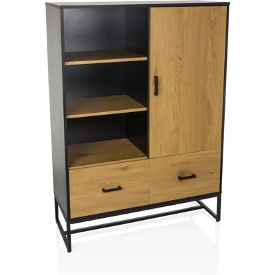 hjh LIVING AMIO H - Industrielles Highboard - Schwarz Hellholz - 100x40x140 cm hjh LIVING AMIO H - Industrielles Highboard - Schwarz Hellholz - 100x40x140 cm