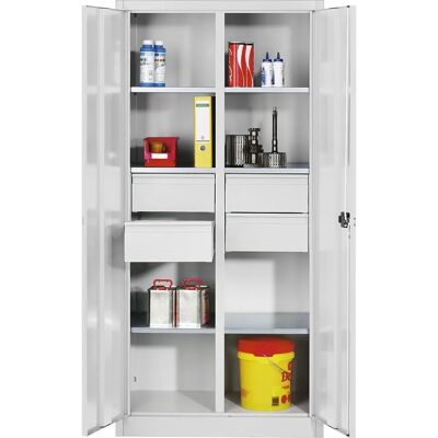 Armoire à outils en acier - 4 tiroirs, 6 étagères - Publicité Armoire à outils en acier - 4 tiroirs, 6 étagères - Publicité