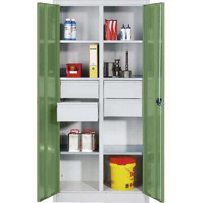 Armoire en acier C+P avec portes vert reseda - Armoire de stockage - Publicité Armoire en acier C+P avec portes vert reseda - Armoire de stockage - Publicité