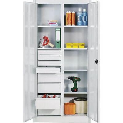 Armoire de matériaux en acier C+P - 6 étagères, 8 tiroirs - Publicité Armoire de matériaux en acier C+P - 6 étagères, 8 tiroirs - Publicité