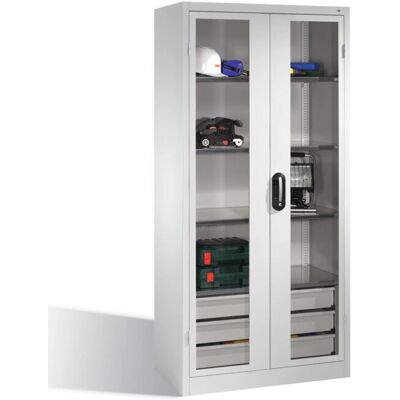Armoire en acier avec portes en verre - 1950x930x500mm - Publicité Armoire en acier avec portes en verre - 1950x930x500mm - Publicité