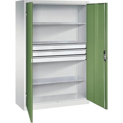 Armoire d'atelier C+P - 1200x500mm, Gris clair / Vert réséda, 3 étagères - Publicité Armoire d'atelier C+P - 1200x500mm, Gris clair / Vert réséda, 3 étagères - Publicité