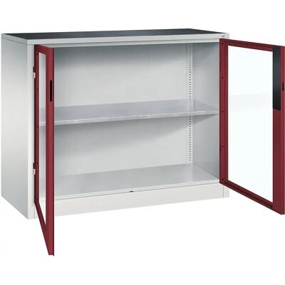 C+P Armoire de rangement gris clair / rouge rubis - Armoire - Publicité C+P Armoire de rangement gris clair / rouge rubis - Armoire - Publicité