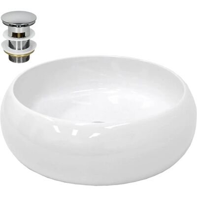 ECD Germany Lavabo Rotondo in Ceramica - Bianco - Ø 350 x 120 Mm ECD Germany Lavabo Rotondo in Ceramica - Bianco - Ø 350 x 120 Mm