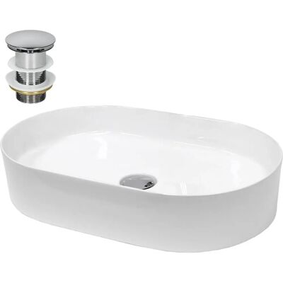 ECD Germany Lavabo in ceramica ovale - Bianco - 605x380x125mm - Design moderno ECD Germany Lavabo in ceramica ovale - Bianco - 605x380x125mm - Design moderno