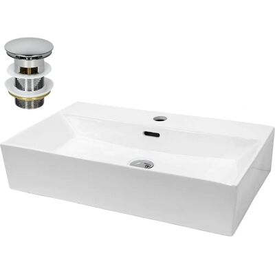 ECD Germany Keramikwaschbecken 515x360x130mm - Überlauf - Modernes Design ECD Germany Keramikwaschbecken 515x360x130mm - Überlauf - Modernes Design