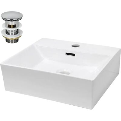 ECD GERMANY Rechteckige Keramik-Waschbecken - 415x360x130mm, Weiß ECD GERMANY Rechteckige Keramik-Waschbecken - 415x360x130mm, Weiß