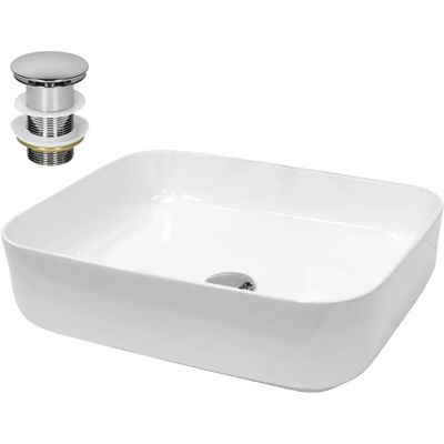 Lavabo in Ceramica Ecd-Germany - Bianco - 505x395x135mm - Design Moderno Lavabo in Ceramica Ecd-Germany - Bianco - 505x395x135mm - Design Moderno
