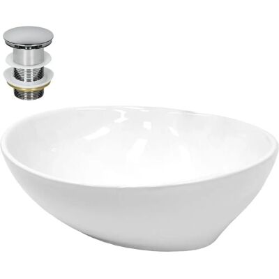 ECD GERMANY Lavabo Ovale en Céramique Blanche - Design Moderne - Publicité ECD GERMANY Lavabo Ovale en Céramique Blanche - Design Moderne - Publicité