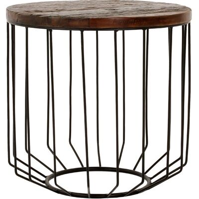 Mesa Auxiliar Redonda Hecha a Mano Womo-Design - 50x50cm - Negro/Natural - Mesa Auxiliar Mesa Auxiliar Redonda Hecha a Mano Womo-Design - 50x50cm - Negro/Natural - Mesa Auxiliar