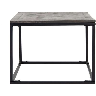 Mesa de Café Pequeña Cuadrada de Madera de Mango - Estilo Industrial Mesa de Café Pequeña Cuadrada de Madera de Mango - Estilo Industrial