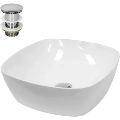 Lavabo ovale en céramique ECD Germany - 405x405x140 mm - Blanc - Publicité Lavabo ovale en céramique ECD Germany - 405x405x140 mm - Blanc - Publicité